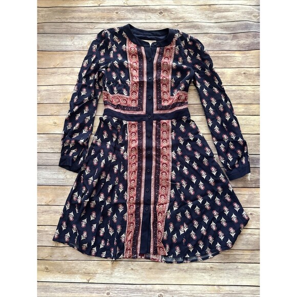 Gal Meets Glam Collection Button Front Surplice Dress Blue Rose Damisk Size 2 - Picture 1 of 11